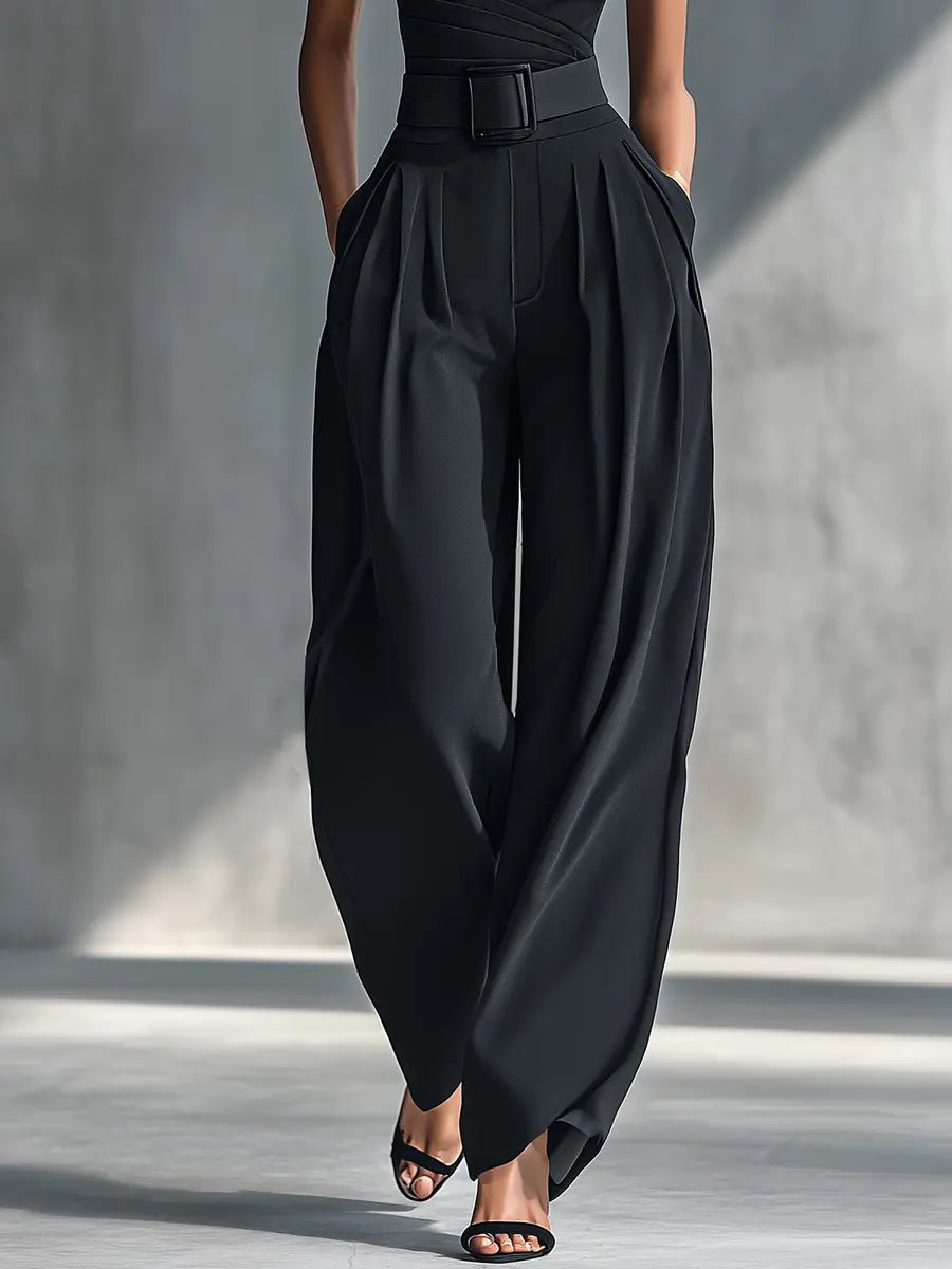Phoebe | Women's One-Shoulder Knit Wide-Leg Trouser Set