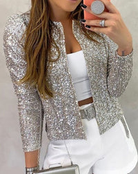 Olivia | Women's Open-Front Sequin Sparkle Party Jacket