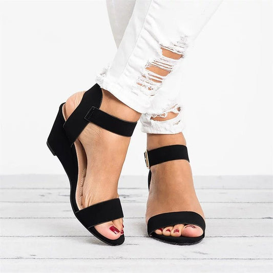 Penelope | Women's Open-Toe Wedge Ankle-Strap Buckle Sandals