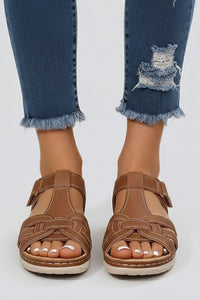 Evelyn | Women's Open-Toe Woven-Strap Flat Velcro Sandals