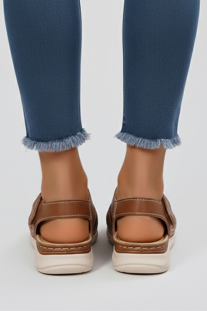 Evelyn | Women's Open-Toe Woven-Strap Flat Velcro Sandals