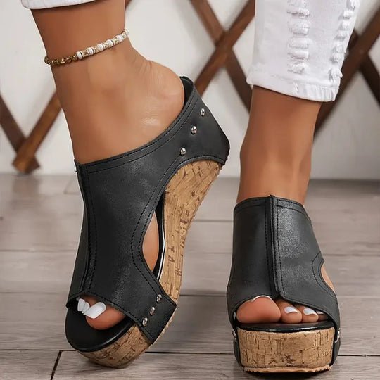 Amelia | Women's Orthopedic Cork Wedge Platform Sandals