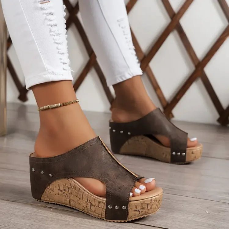 Amelia | Women's Orthopedic Cork Wedge Platform Sandals