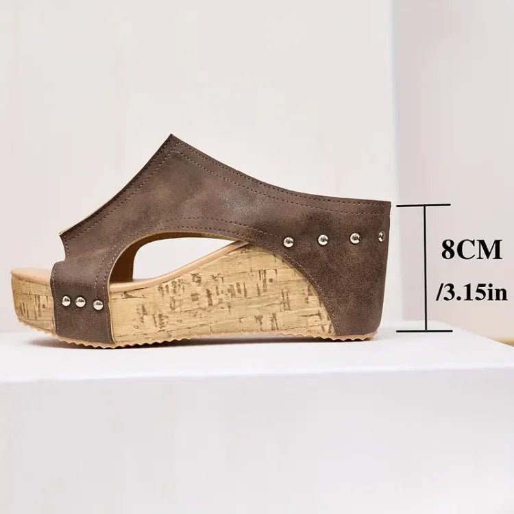 Amelia | Women's Orthopedic Cork Wedge Platform Sandals