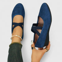 Grace | Women's Elastic Crossover Strap Slip-On Flats