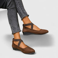 Grace | Women's Elastic Crossover Strap Slip-On Flats