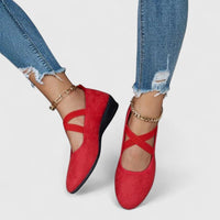 Grace | Women's Elastic Crossover Strap Slip-On Flats