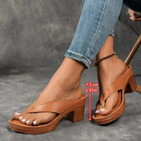 Women's Toe-Post Platform Sandals - Block Heels
