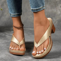Women's Toe-Post Platform Sandals - Block Heels