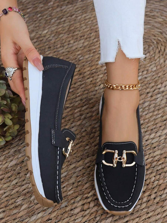 Ava | Women's Non-Slip Gold-Buckle Slip-On Loafers