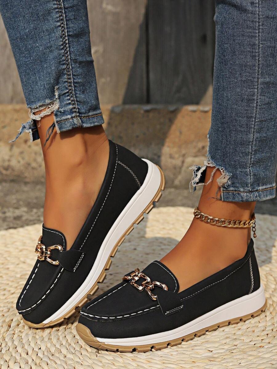 Ava | Women's Non-Slip Gold-Buckle Slip-On Loafers