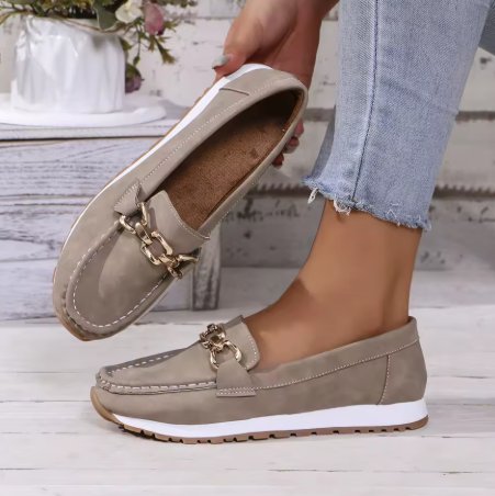 Ava | Women's Non-Slip Gold-Buckle Slip-On Loafers
