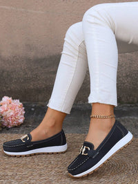Ava | Women's Non-Slip Gold-Buckle Slip-On Loafers