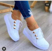 Rosie | Women's Platform Lace-Up Gold-Stud Trainers