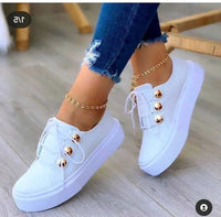 Rosie | Women's Platform Lace-Up Gold-Stud Trainers