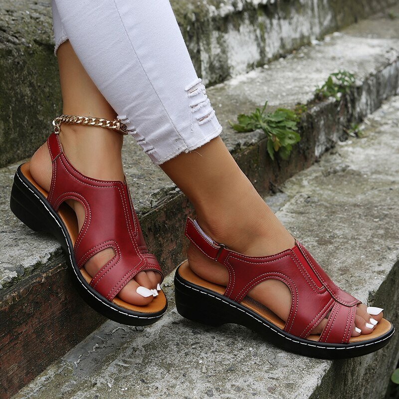 Rosie | Women's Orthopedic PU Leather Wedge Arch-Support Sandals