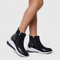 Mia | Women's Wedge Ankle Boots Zip-Up Croc-Panel Trainers
