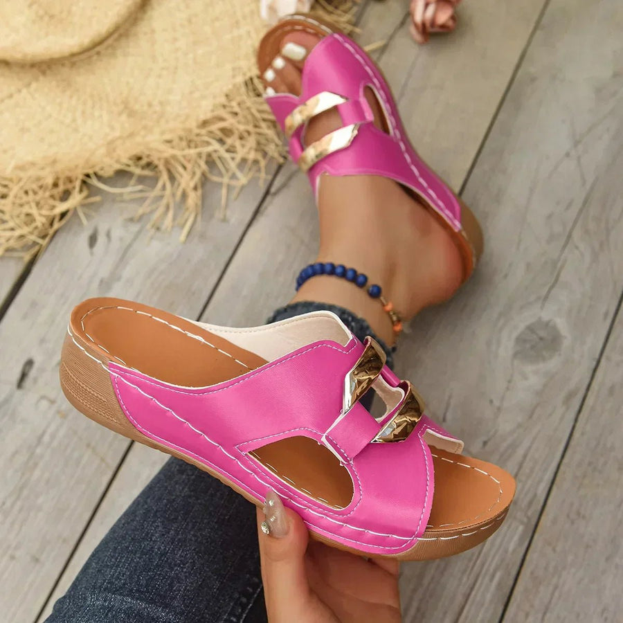 Eleanor | Women's Wedge Slip-On Cutout Sandals