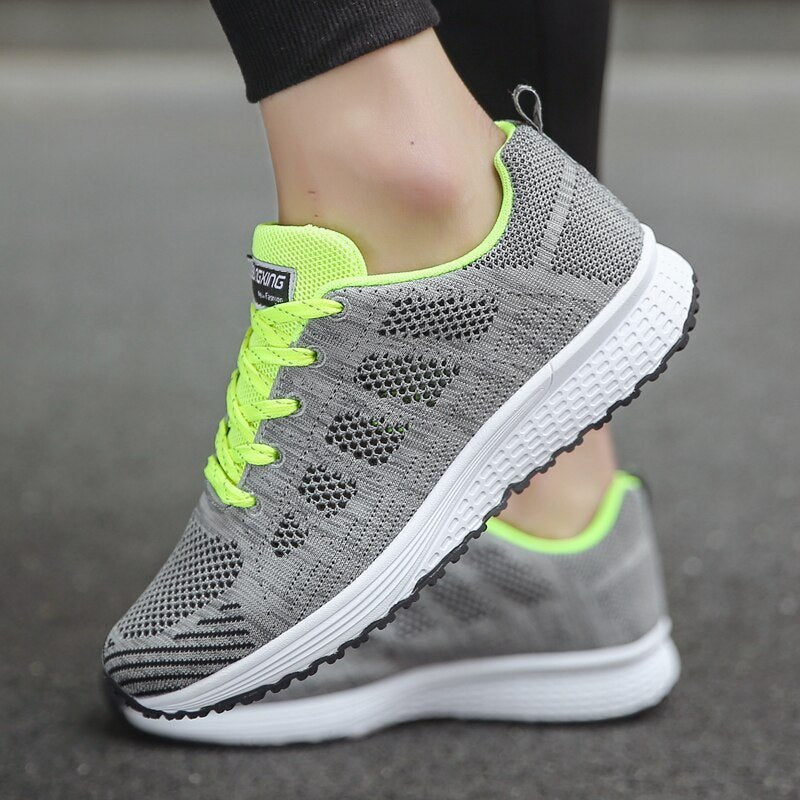 Amelia | Women's Wide-Fit Lace-Up Mesh Knit Trainers