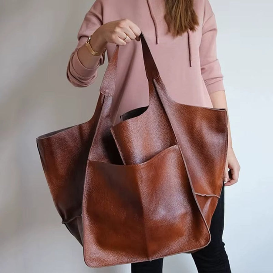 Scarlett | Women's Oversized Faux Leather Magnetic Closure Tote Bag