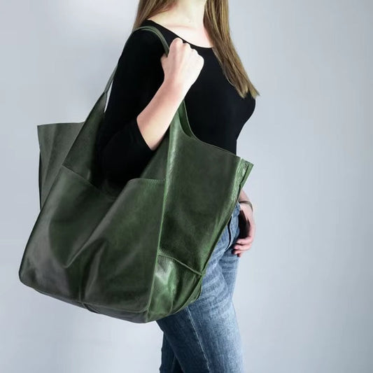 Scarlett | Women's Oversized Faux Leather Magnetic Closure Tote Bag
