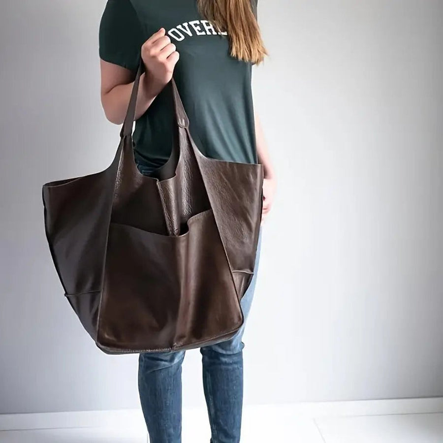 Scarlett | Women's Oversized Faux Leather Magnetic Closure Tote Bag