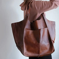Scarlett | Women's Oversized Faux Leather Magnetic Closure Tote Bag