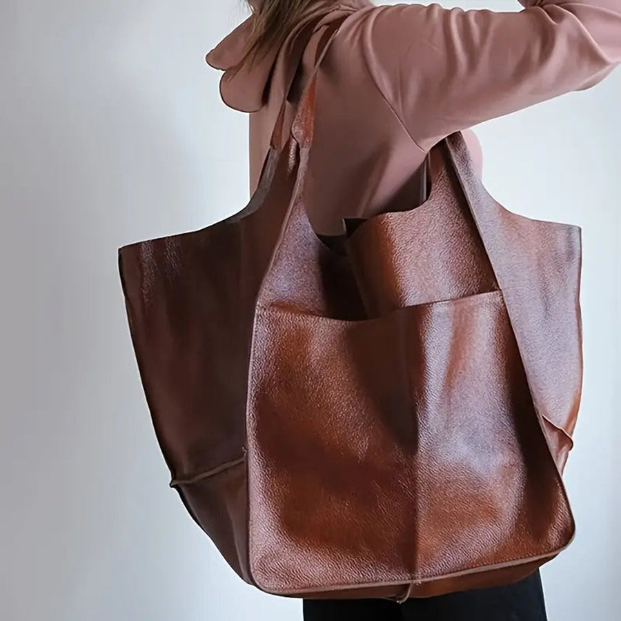 Scarlett | Women's Oversized Faux Leather Magnetic Closure Tote Bag