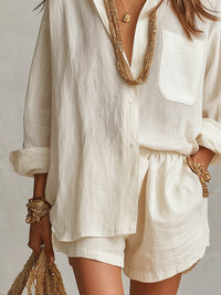 Grace | Women's Oversized Linen Shirt Shorts Set
