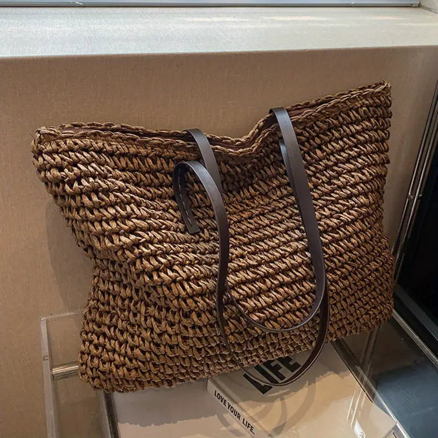 Scarlett | Women's Oversized Woven Raffia Bohemian Shoulder Tote Bag