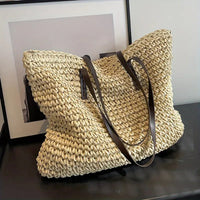 Scarlett | Women's Oversized Woven Raffia Bohemian Shoulder Tote Bag
