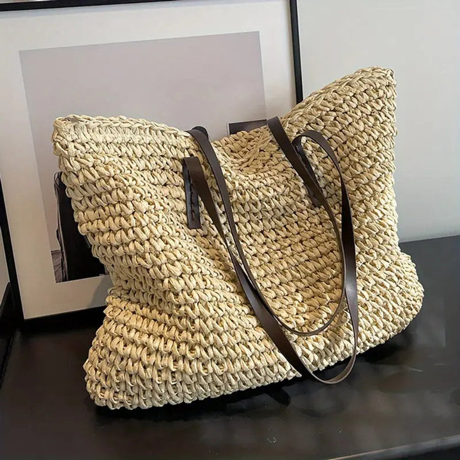 Scarlett | Women's Oversized Woven Raffia Bohemian Shoulder Tote Bag