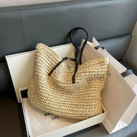 Scarlett | Women's Oversized Woven Raffia Bohemian Shoulder Tote Bag