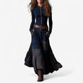 Lily | Women's Patchwork Plaid Maxi Long Sleeve Dress Button-Front