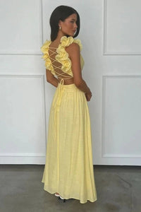Victoria | Women's Pleated Sleeveless Floral Applique A-Line Evening Gown