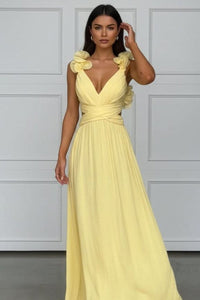 Victoria | Women's Pleated Sleeveless Floral Applique A-Line Evening Gown