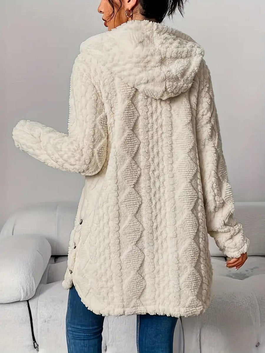 Aria | Women's Plush Hooded Button-Front Longline Cardigan