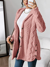 Aria | Women's Plush Hooded Button-Front Longline Cardigan