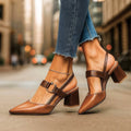 Sienna | Women's Pointed-Toe T-Strap Block Heel Pumps