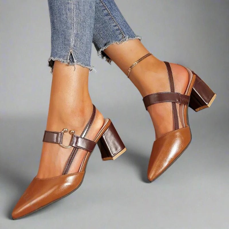 Sienna | Women's Pointed-Toe T-Strap Block Heel Pumps