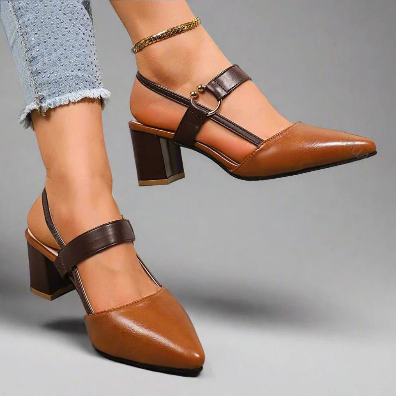 Sienna | Women's Pointed-Toe T-Strap Block Heel Pumps