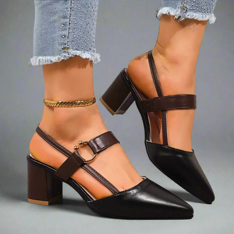 Sienna | Women's Pointed-Toe T-Strap Block Heel Pumps