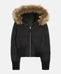 Women's Quilted Puffer Jacket with Faux Fur Hood and Zip-Front Closure