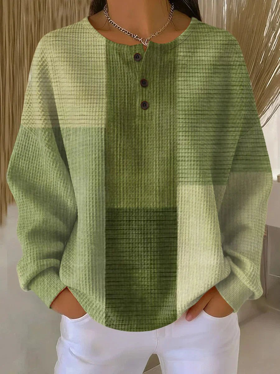 Madison | Women's Relaxed-Fit Color-Block Waffle-Knit Henley Sweater