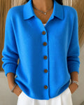 Eleanor | Women's Relaxed-Fit Polo Collar Button-Up Knit Cardigan