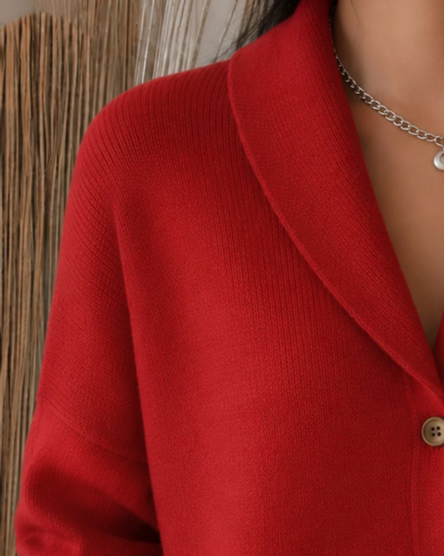 Eleanor | Women's Relaxed-Fit Polo Collar Button-Up Knit Cardigan