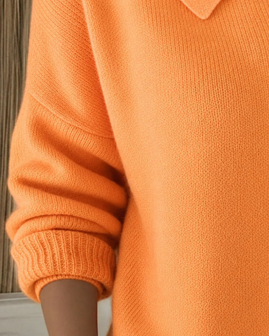 Eleanor | Women's Relaxed-Fit Polo Collar Button-Up Knit Cardigan