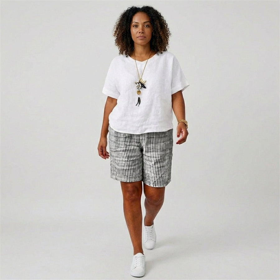 Scarlett | Women's Relaxed-Fit Striped Elastic-Waist Bermuda Shorts