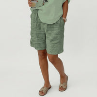 Scarlett | Women's Relaxed-Fit Striped Elastic-Waist Bermuda Shorts