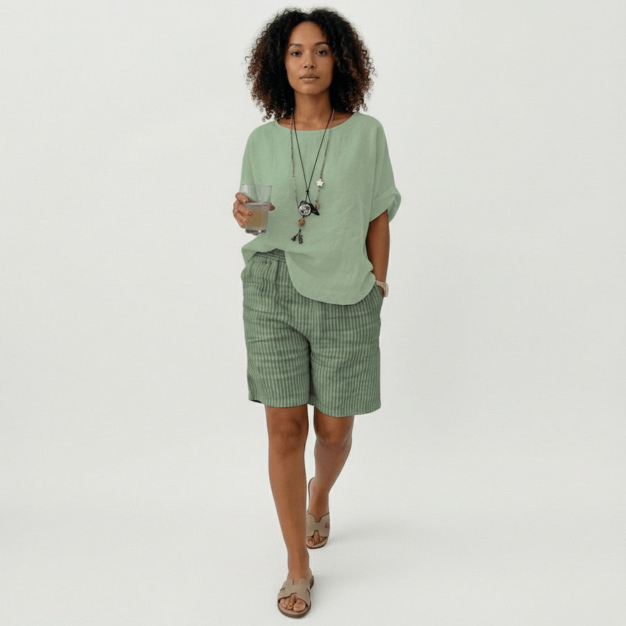 Scarlett | Women's Relaxed-Fit Striped Elastic-Waist Bermuda Shorts